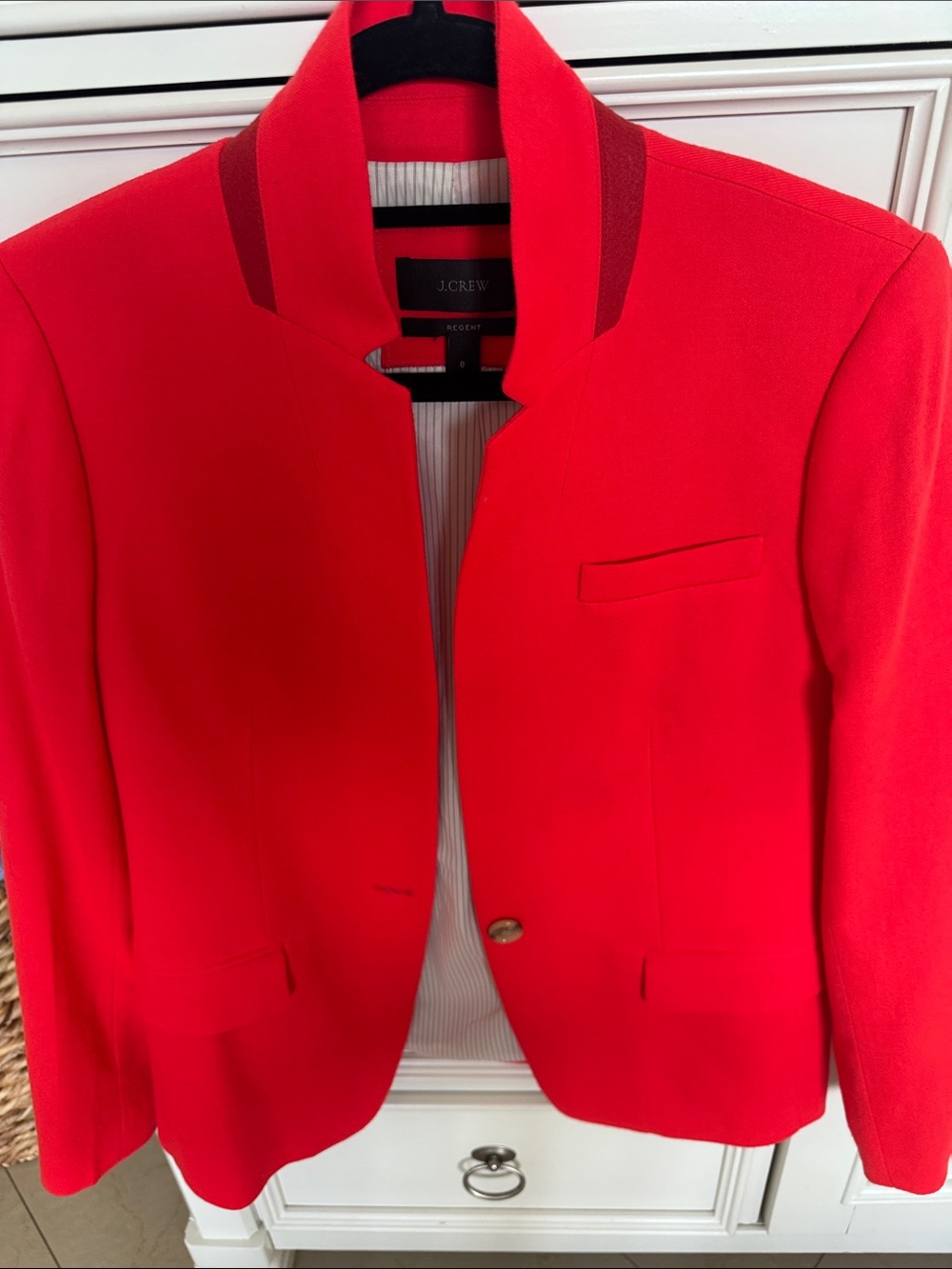 J. Crew Bright Red Single-Button Stand Collar Blazer